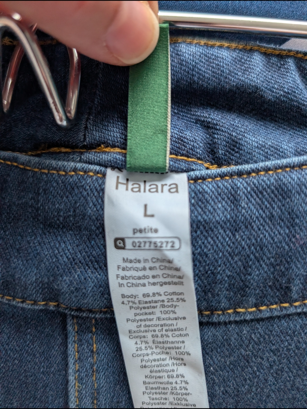 HALARA Blue Straight Leg Jeans with Contrast Stitching. Paint Blue Denim. - Picture 3 of 4